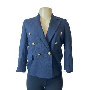 Nordstrom Women's Navy Blue Gold Tone Buttons Long Sleeve Blazer Sz 10